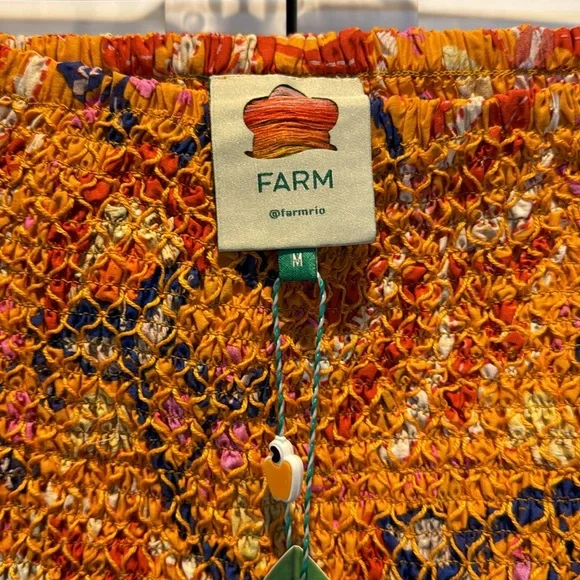 FARM Rio NWT Palms Party Yellow Smocked Mini Skirt Size M MSRP$140.